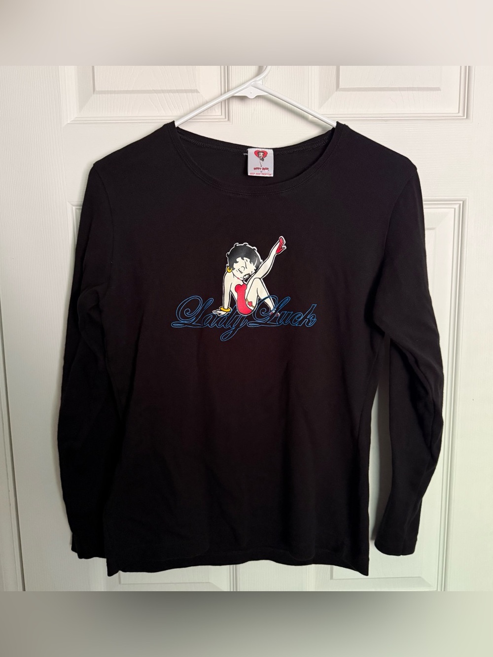 Vintage Betty Boop 100% Cotton Black Longsleeve Top